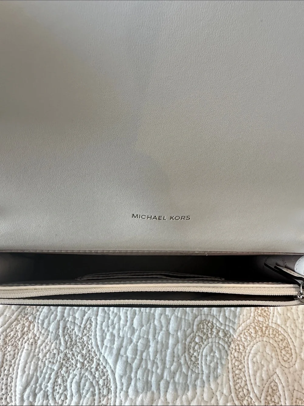 Michael Kors White Pebbled Leather Crossbody Bag